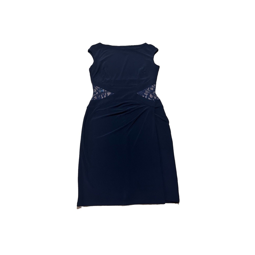 Women Lauren Ralph Lauren Navy Blue Sequined Bling Waist Trim Dress Size 8